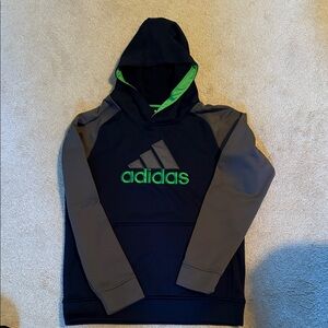 Adidas Black and Gray Hoodie with Green Accents